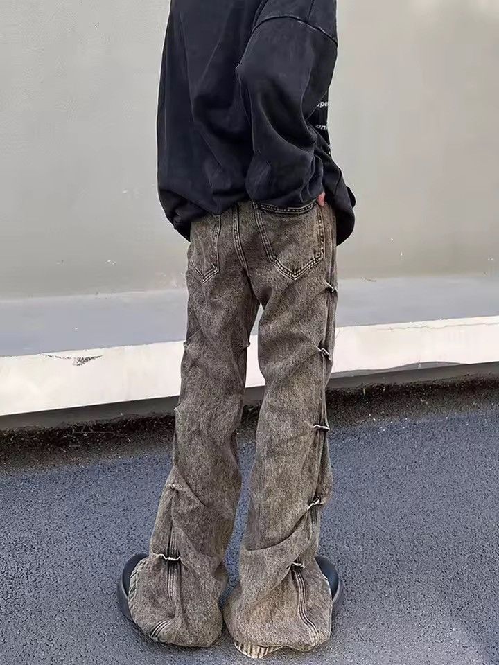 Jean Y2k Cargo Flared Stack Jeans Wide Leg Bootcut Stacked Size US 34 / EU 50 - 11 Thumbnail