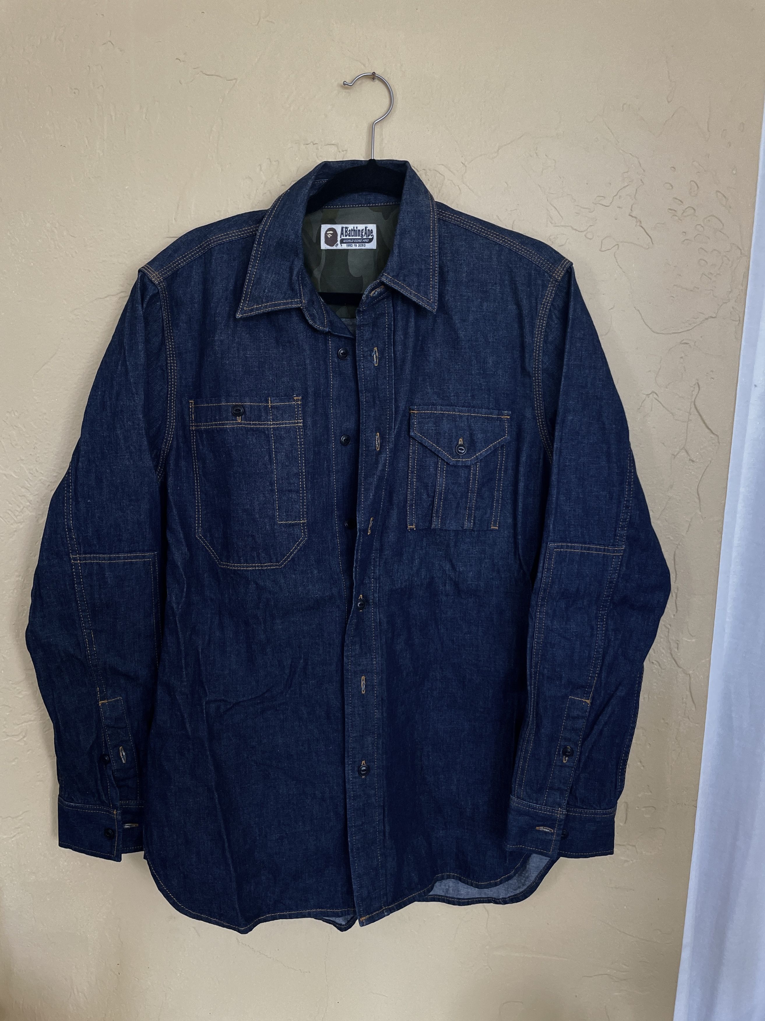 BAPE Champion Denim Shirt Indigo