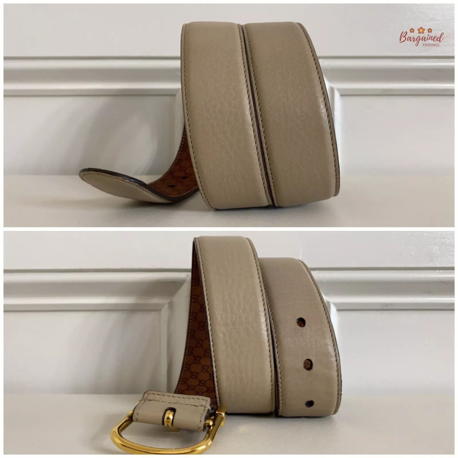 Gucci Gucci Taupe Calfskin Leather Gold Pin Buckle Belt Size ONE SIZE - 3 Thumbnail