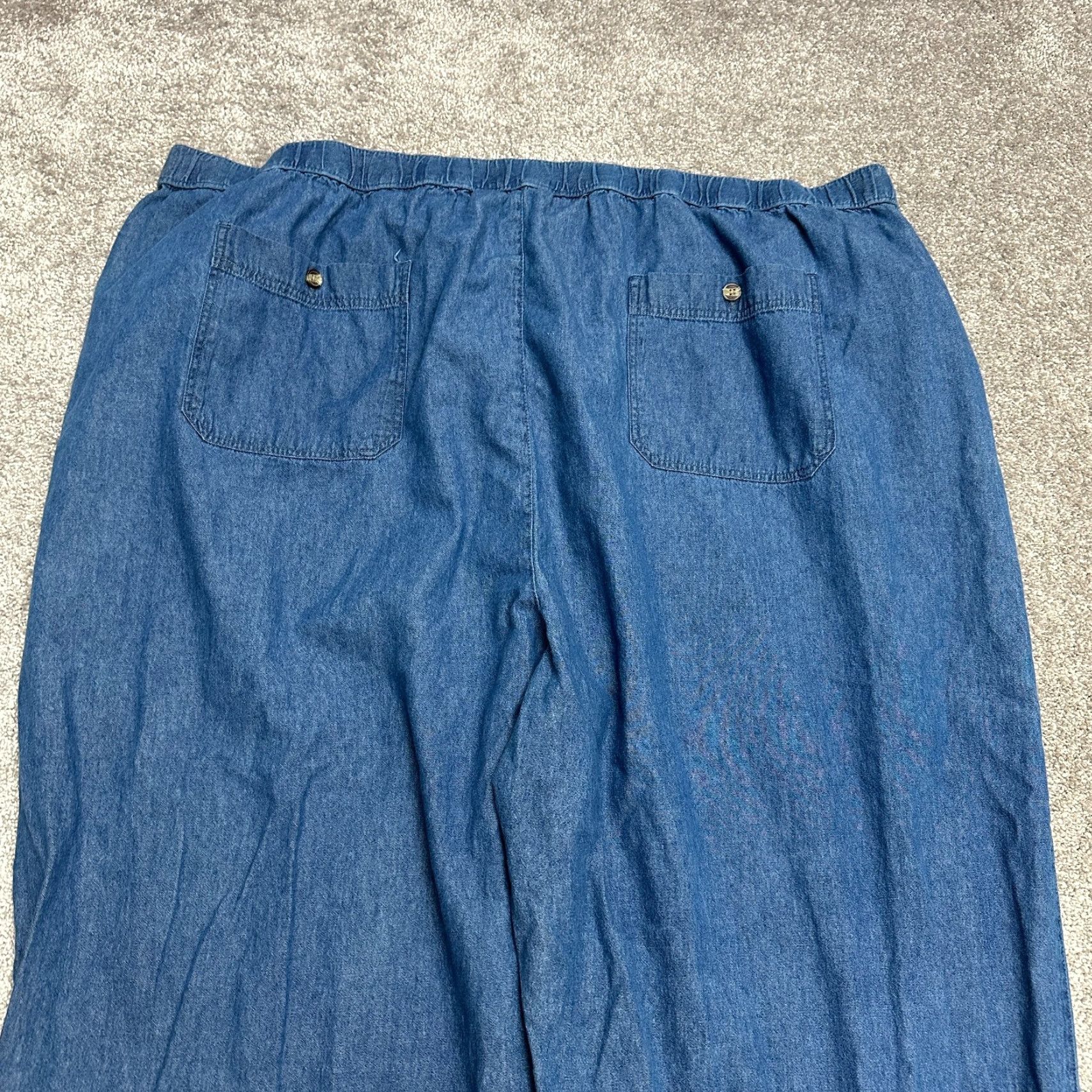 Vintage King Size Jeans Womens Tall 5XL Blue Denim Wide-Leg 51x38.5 Elastic Waist Button Zip 100% Cotton Modern Classic Vintage No Size 40" / US 18 - 5 Thumbnail