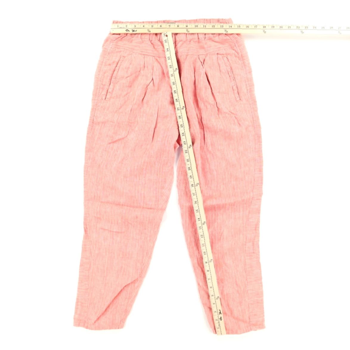 Anthropologie VINTAGE Anthropologie Baggy Linen Twill Chino Pants Red Striped Women's S Size 28" / US 6 / IT 42 - 3 Thumbnail