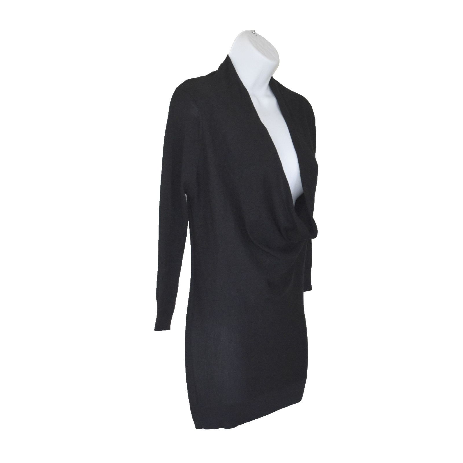 Theory THEORY Black Wool/Silk Knit Fitted Body Sweater Dress Size P Size XS / US 0-2 / IT 36-38 - 2 Thumbnail
