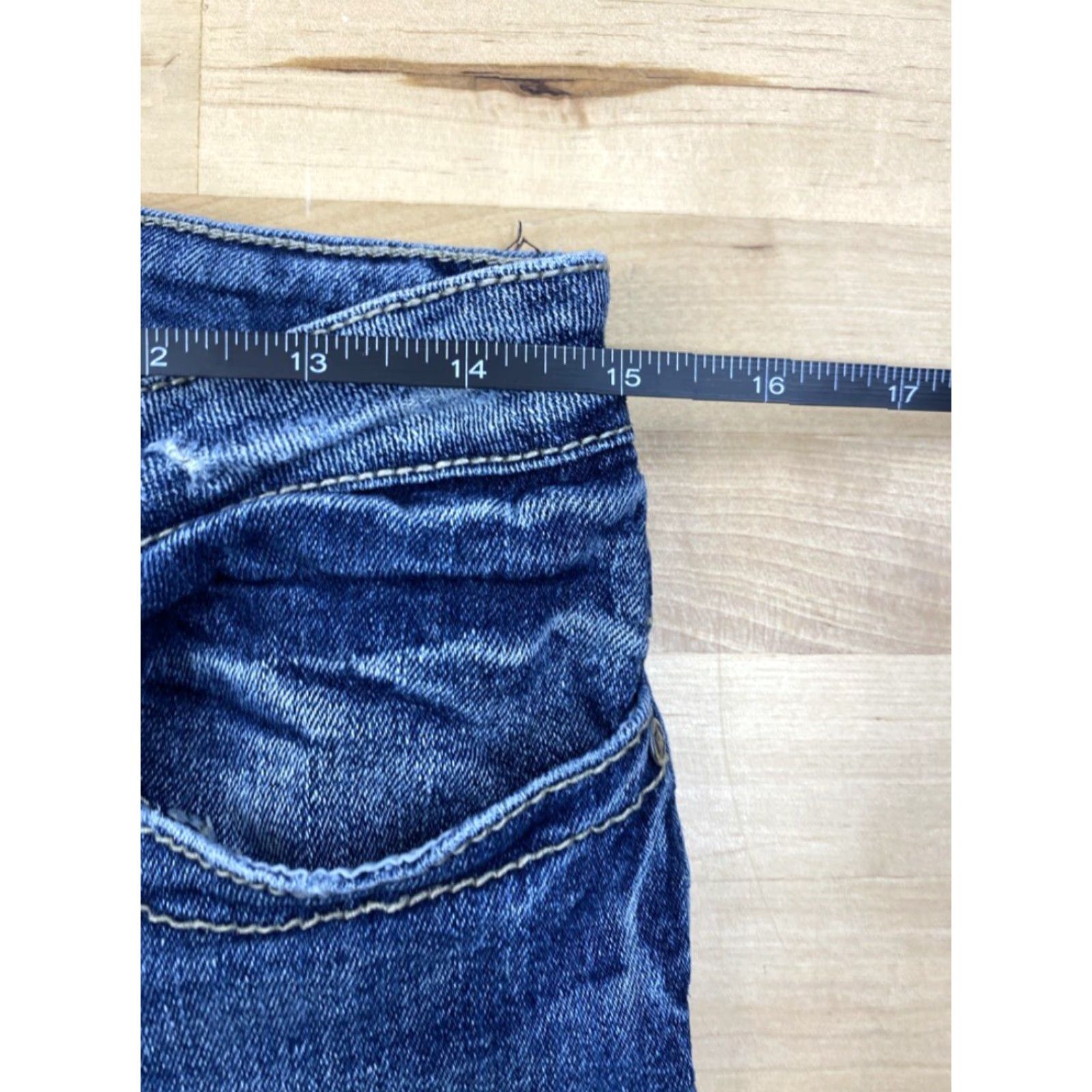 Denime Red Rivet Jeans Denim Blue Jeans Women Junior Size 7 5-Pocket Design Distressed Medium Rise Flared Denim Blue Size 28" / US 6 / IT 42 - 6 Thumbnail