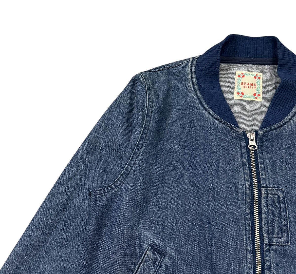 Beams Plus Vintage Beams Heart Zipper Denim Style Flight Bomber Jacket Size M / US 6-8 / IT 42-44 - 5 Thumbnail
