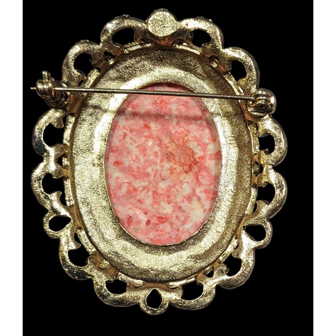 Other Vintage Victorian Style Gold Tone With Pink/White Agate Broo Size ONE SIZE - 2 Thumbnail