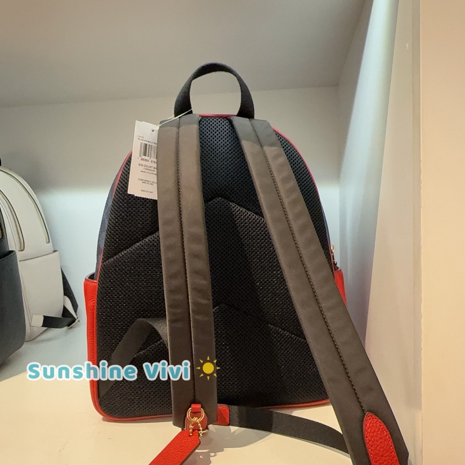 Coach NWT Coach Court Backpack Canvas CZ176 Denim/Bold Red Size ONE SIZE - 5 Thumbnail