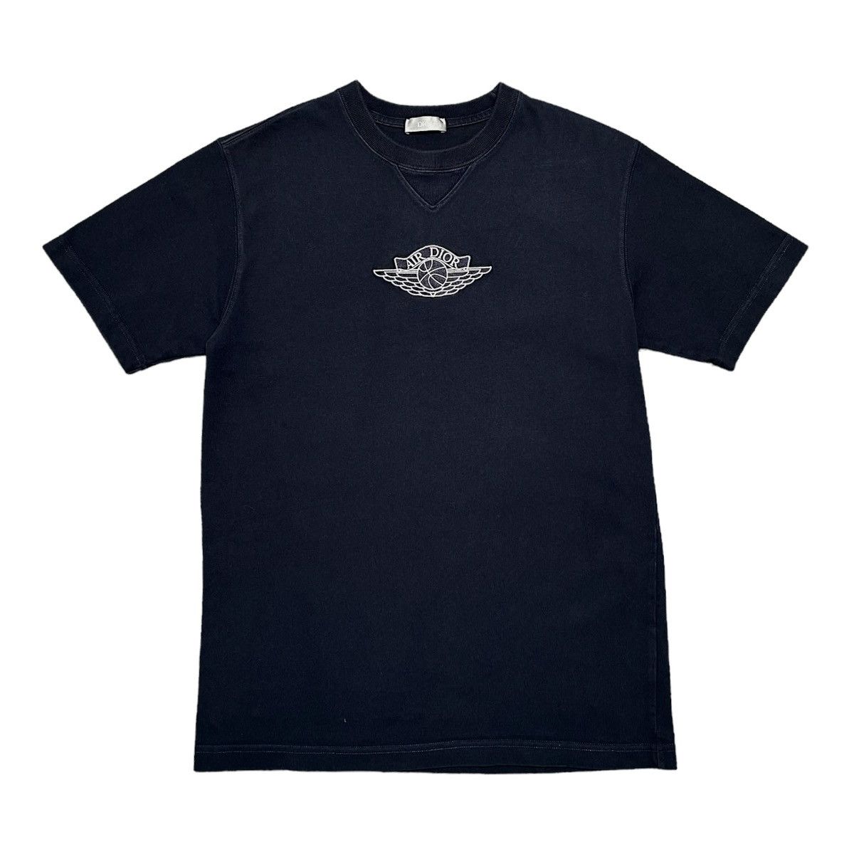 Image of Dior X Jordan Wings Short Sleeve Tee Shirt Navy Pre-Owned, Men's (Size Small)