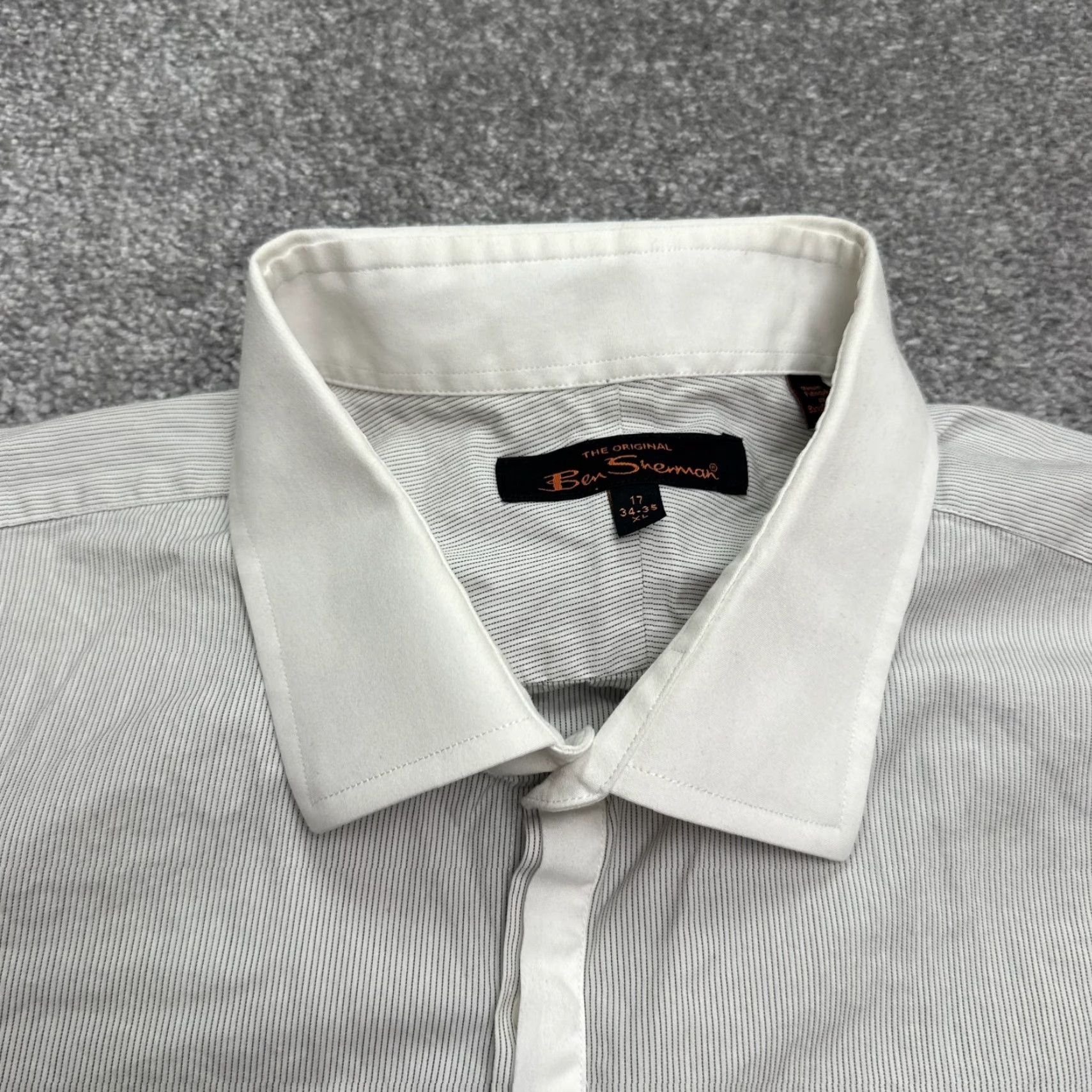 Ben Sherman Ben Sherman Dress Shirt Mens XL 17 34/35 Gray White Pinstripe Casual Workwear Business Shirt Mens XL Gray Pinstripe Size 46R - 3 Thumbnail