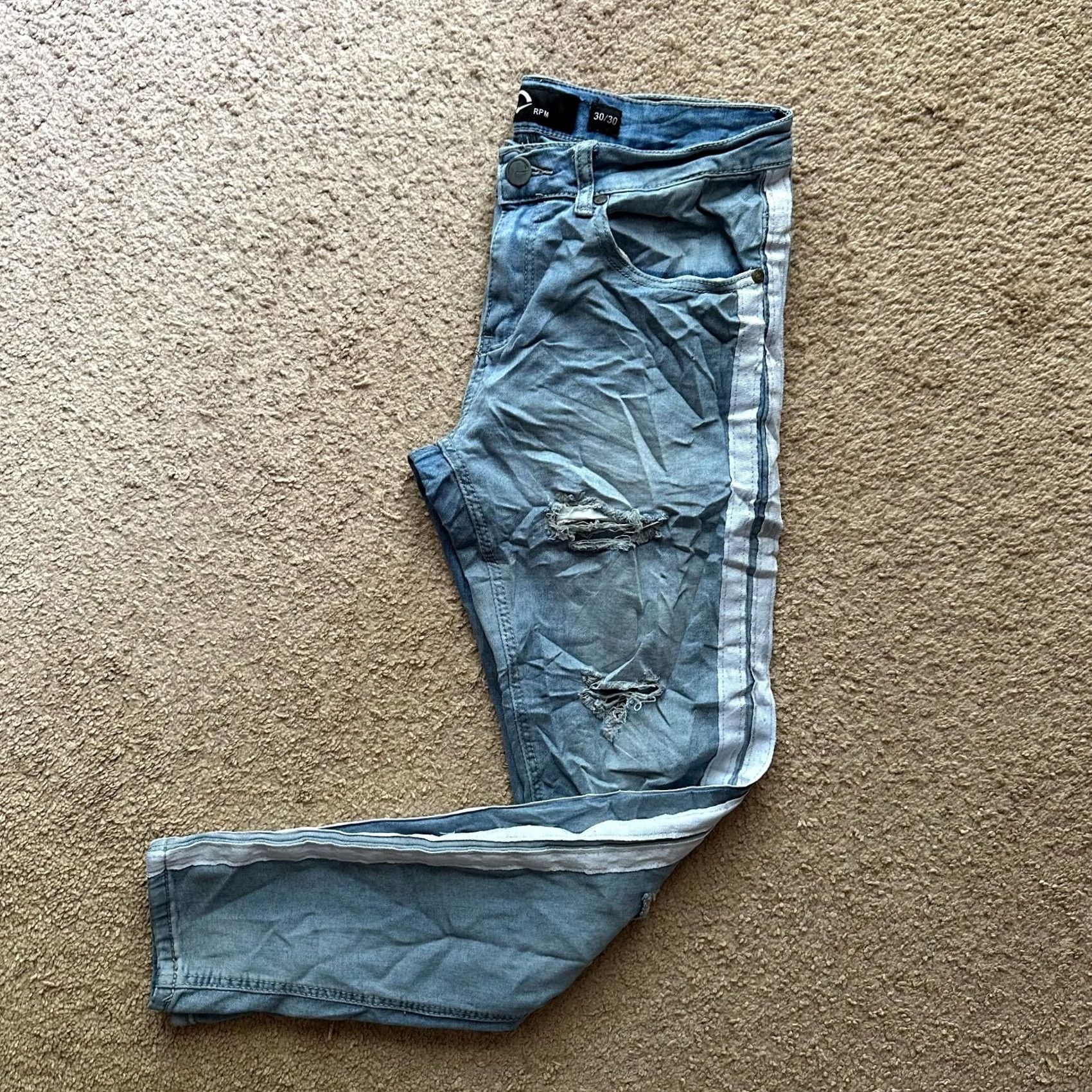 Denime RPM Jeans Womens Mid Rise Skinny Distressed Blue Lighter Wash Denim 30x29 Size 30" / US 8 / IT 44 - 2 Thumbnail
