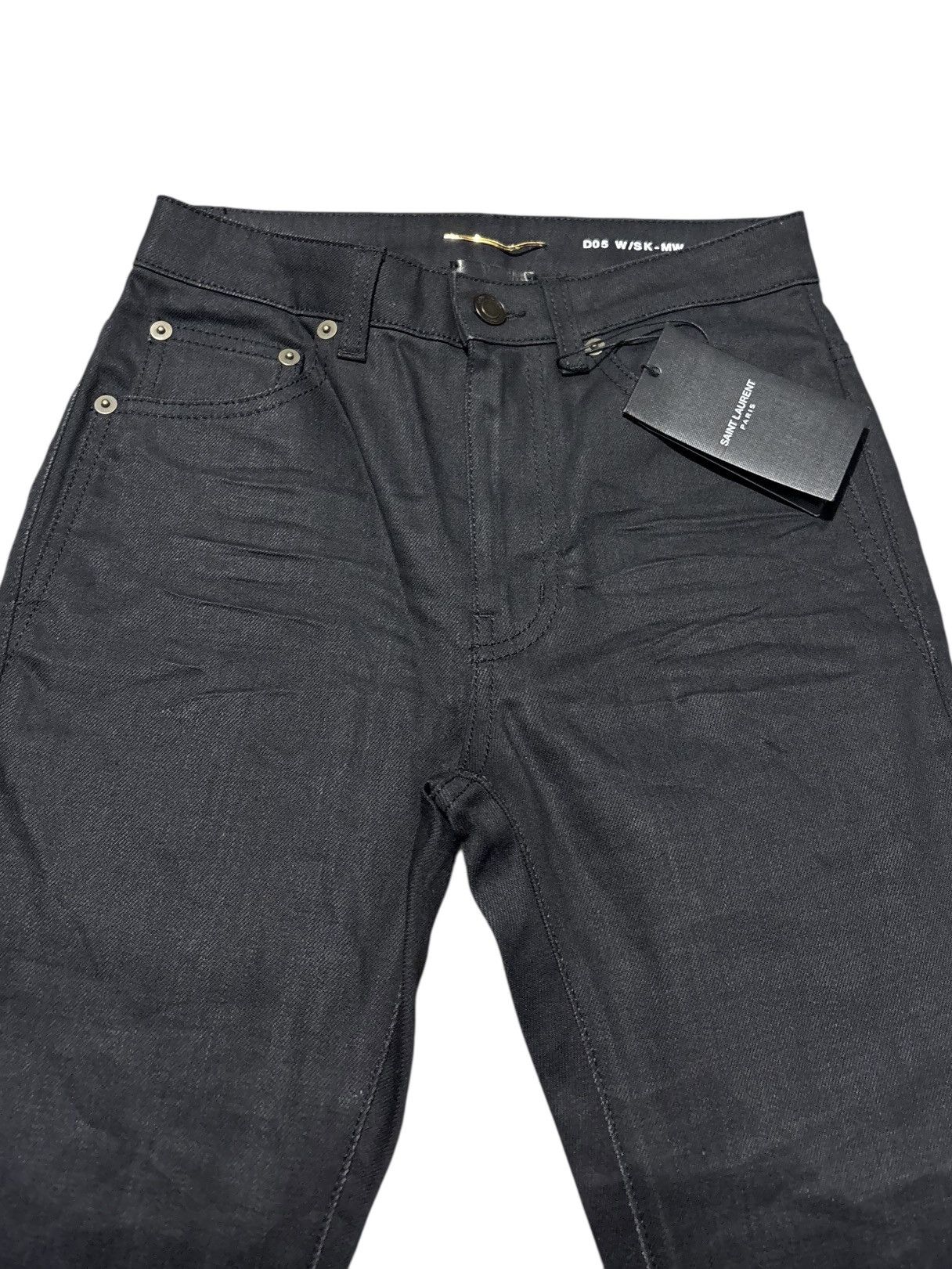 Saint Laurent Paris 25x31 Saint Laurent D05 Waxed Stacked whiskered jeans denim Size US 26 / EU 42 - 2 Thumbnail