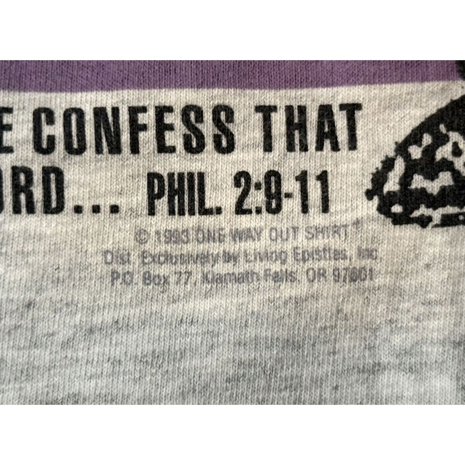 Vintage VINTAGE Living Epistles Shirt Large L Jesus 90s Gray Every Knee Shall Bow Mens T-Shirt Size US L / EU 52-54 / 3 - 4 Thumbnail