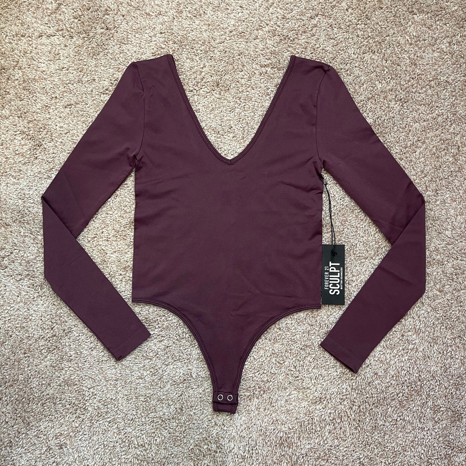 Forever 21 Forever 21 Sculpt Butter Seamless Thong Bodysuit V Purple S Size S / US 4 / IT 40 - 14 Thumbnail