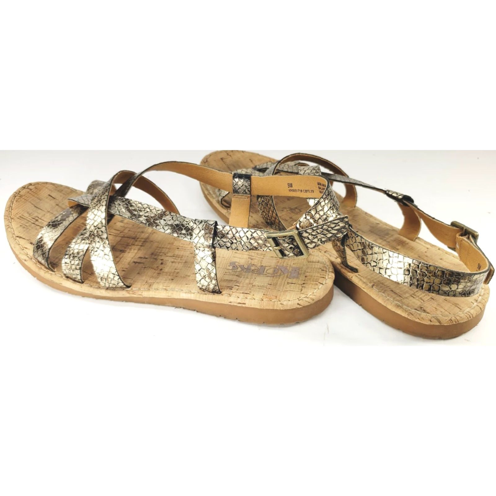 Vintage Korks Felicity Strappy Flat Bonze Snake Print Sandals Women's Size 9M Size US 9 / IT 39 - 5 Thumbnail
