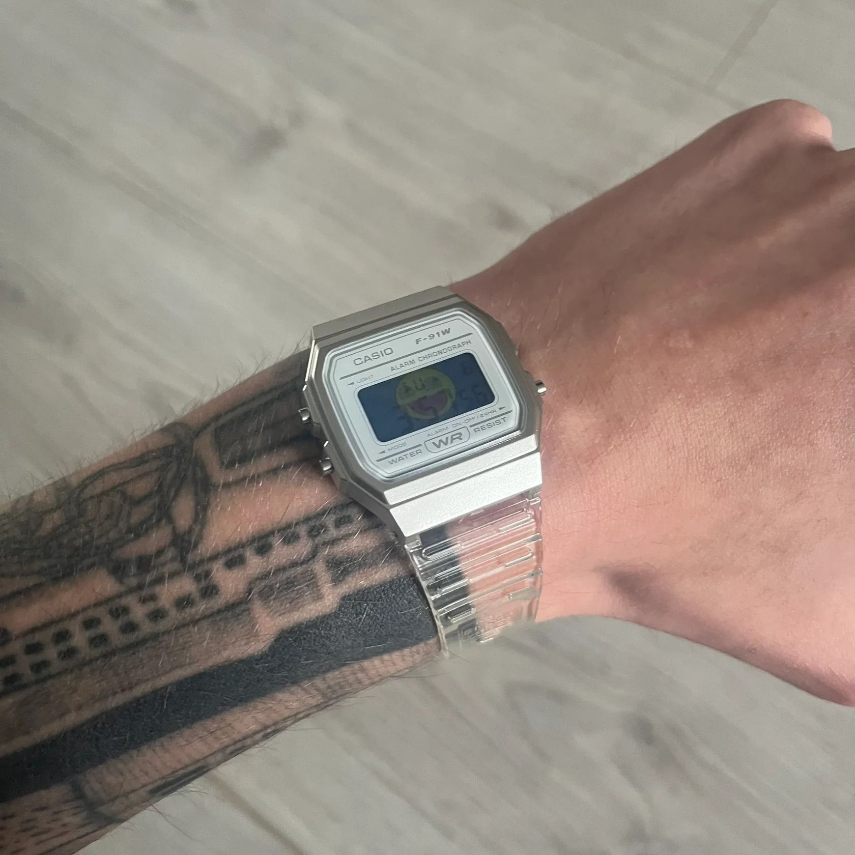 Casio Casio F-91W "Awesome Face" Clear Digital Watch Size ONE SIZE - 3 Thumbnail