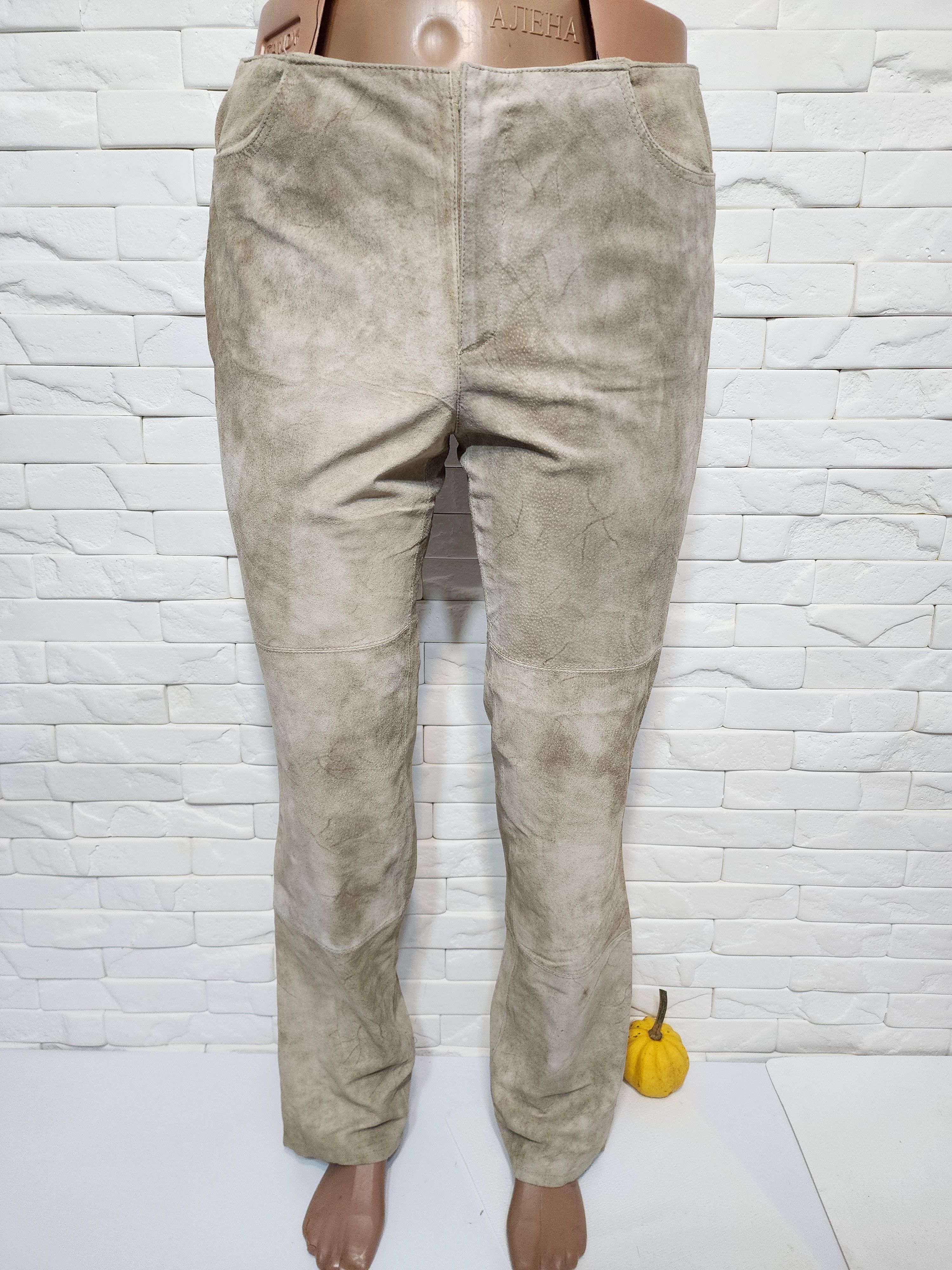 Genuine Leather Gray Leather Pants: Men's Soft Suede Trousers Size US 33 - 1 Thumbnail