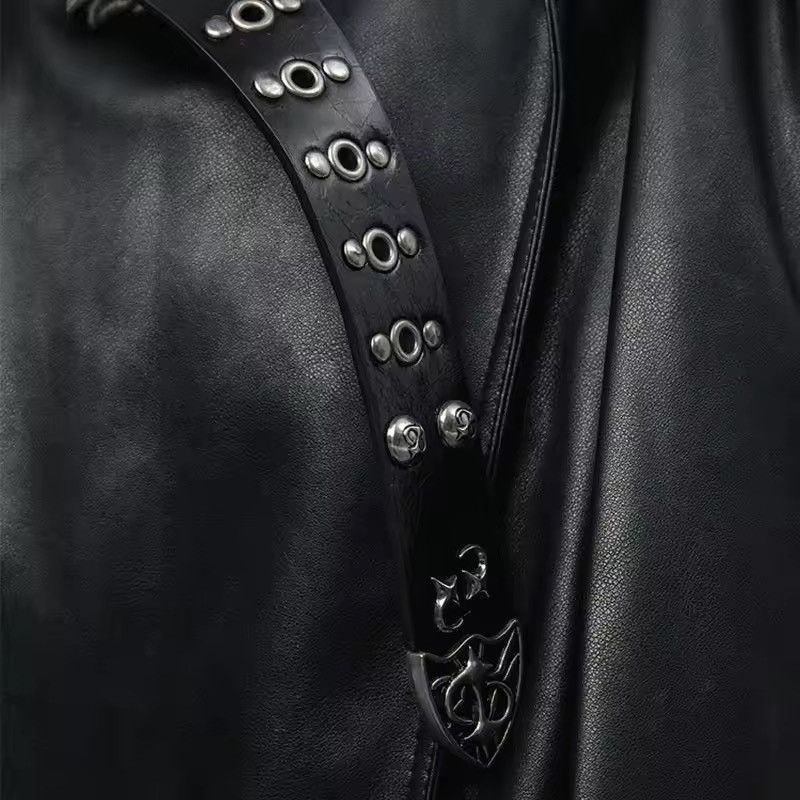Other Gothic Punk PU Leather Rivet Black Unisex Belt Size ONE SIZE - 6 Thumbnail