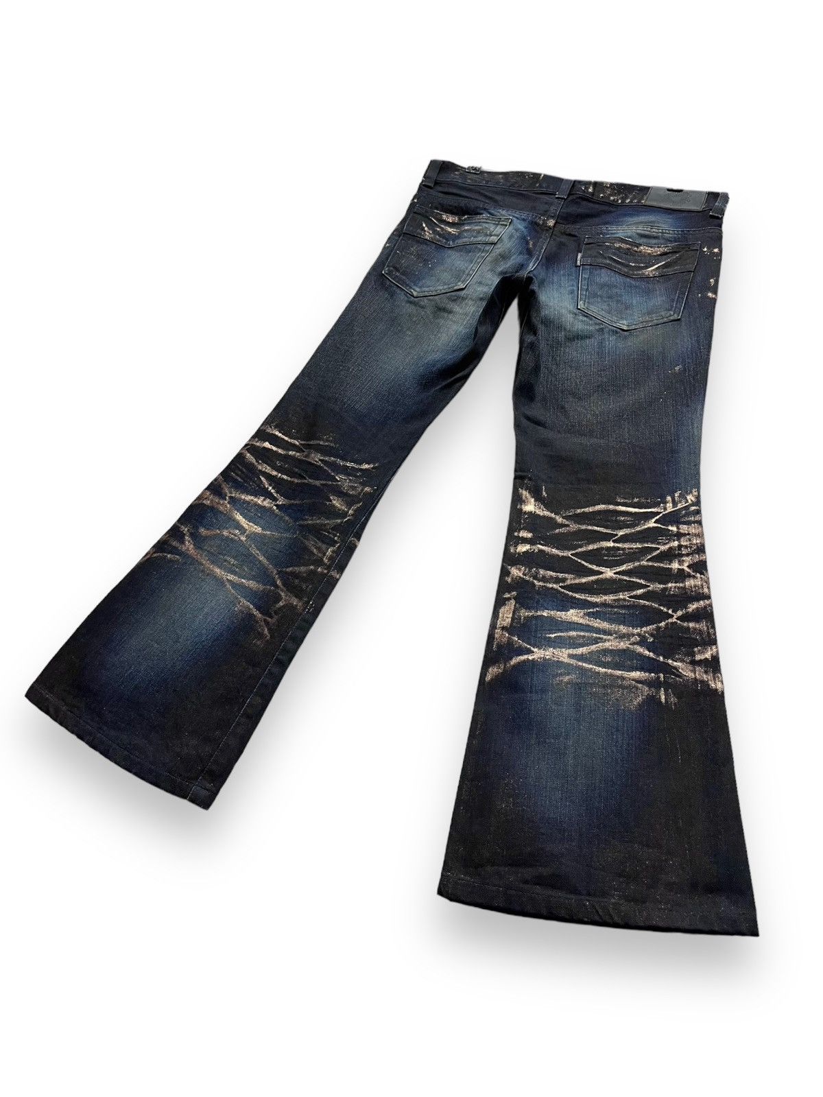 If Six Was Nine 💥🔥TORNADO MART Punk Gold Dust Whiskered Insane Flare Denim Size US 32 / EU 48 - 6 Thumbnail