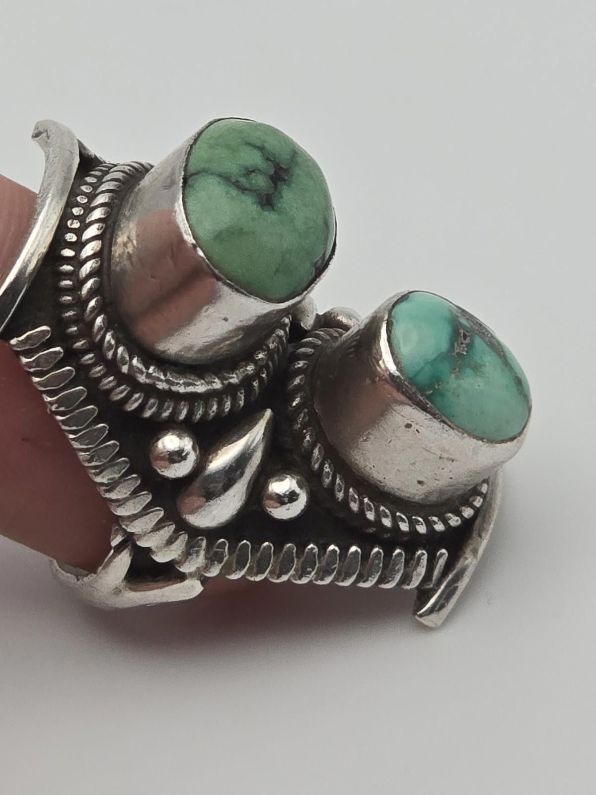 Other Vintage Navajo Sterling Silver Ring Turquoise Double Sz 9 Size ONE SIZE - 1 Thumbnail