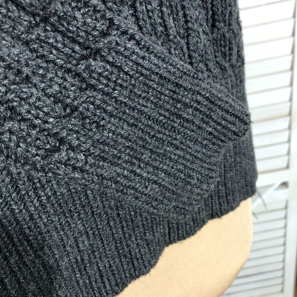 Loft Loft cotton asymmetrical sweater mock neck gray cable knit M Size L / US 10 / IT 46 - 6 Thumbnail