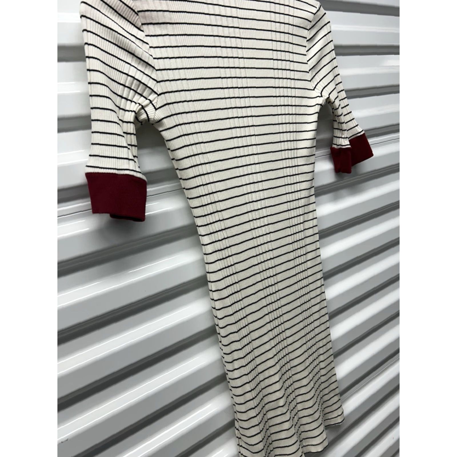 Joie JOIE Women’s Porcelain Cream Viscose Blend Pleated Striped Shift Dress XS Women Dress Size XS / US 0-2 / IT 36-38 - 4 Thumbnail