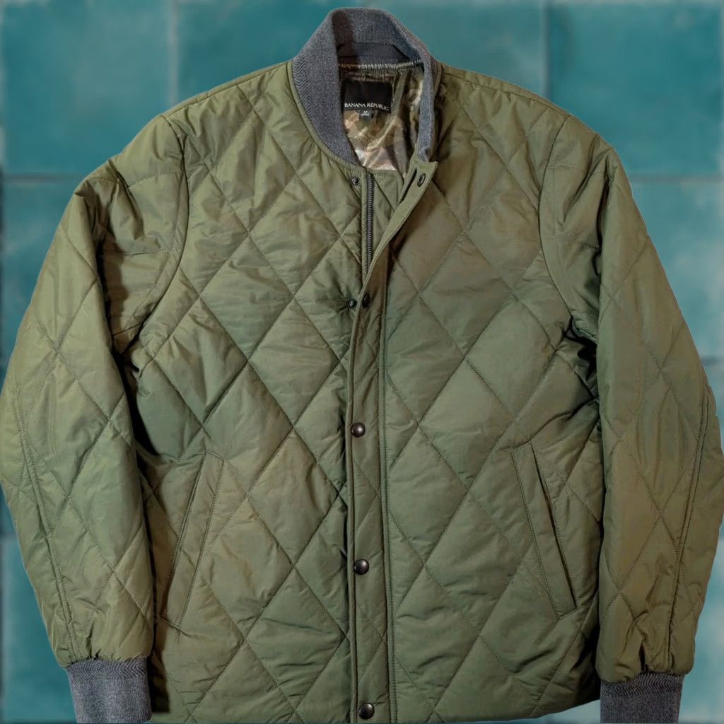 Banana Republic Banana Republic Bomber Jacket Quilted Water Resistant Green Men M Size US M / EU 48-50 / 2 - 1 Thumbnail