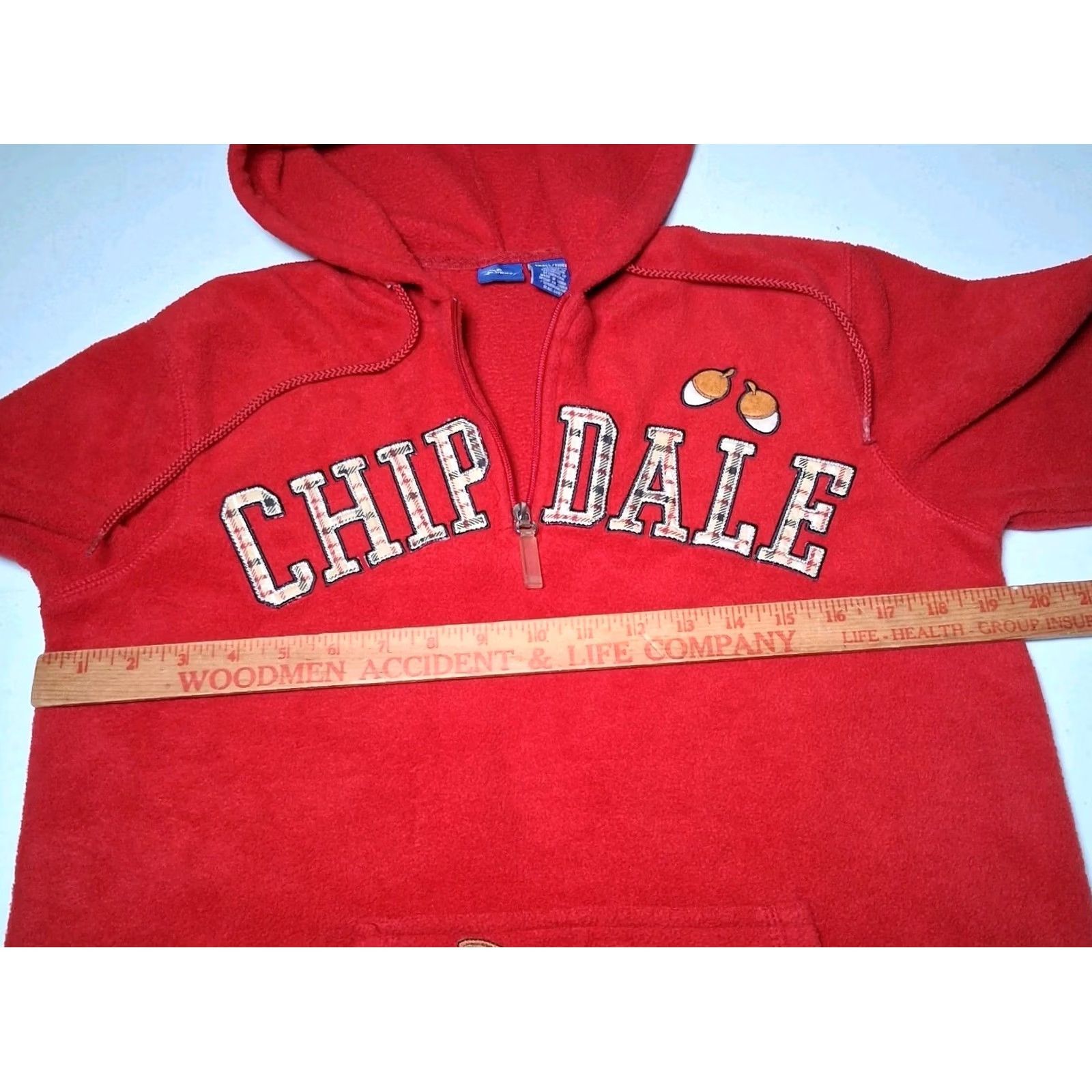 Vintage VINTAGE Disney Chip N Dale Fleece Hooded Sweatshirt Small Red Character Hoodie Women S Hoodie Size S / US 4 / IT 40 - 3 Thumbnail