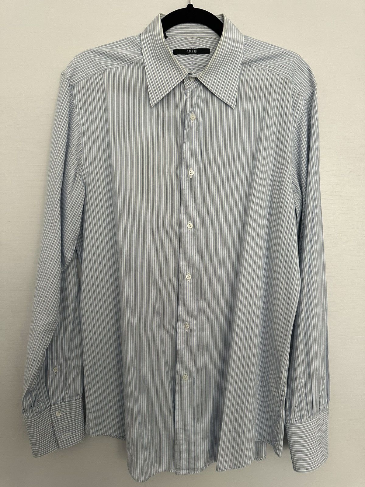 Gucci Gucci white and blue striped shirt Size US L / EU 52-54 / 3 - 1 Thumbnail