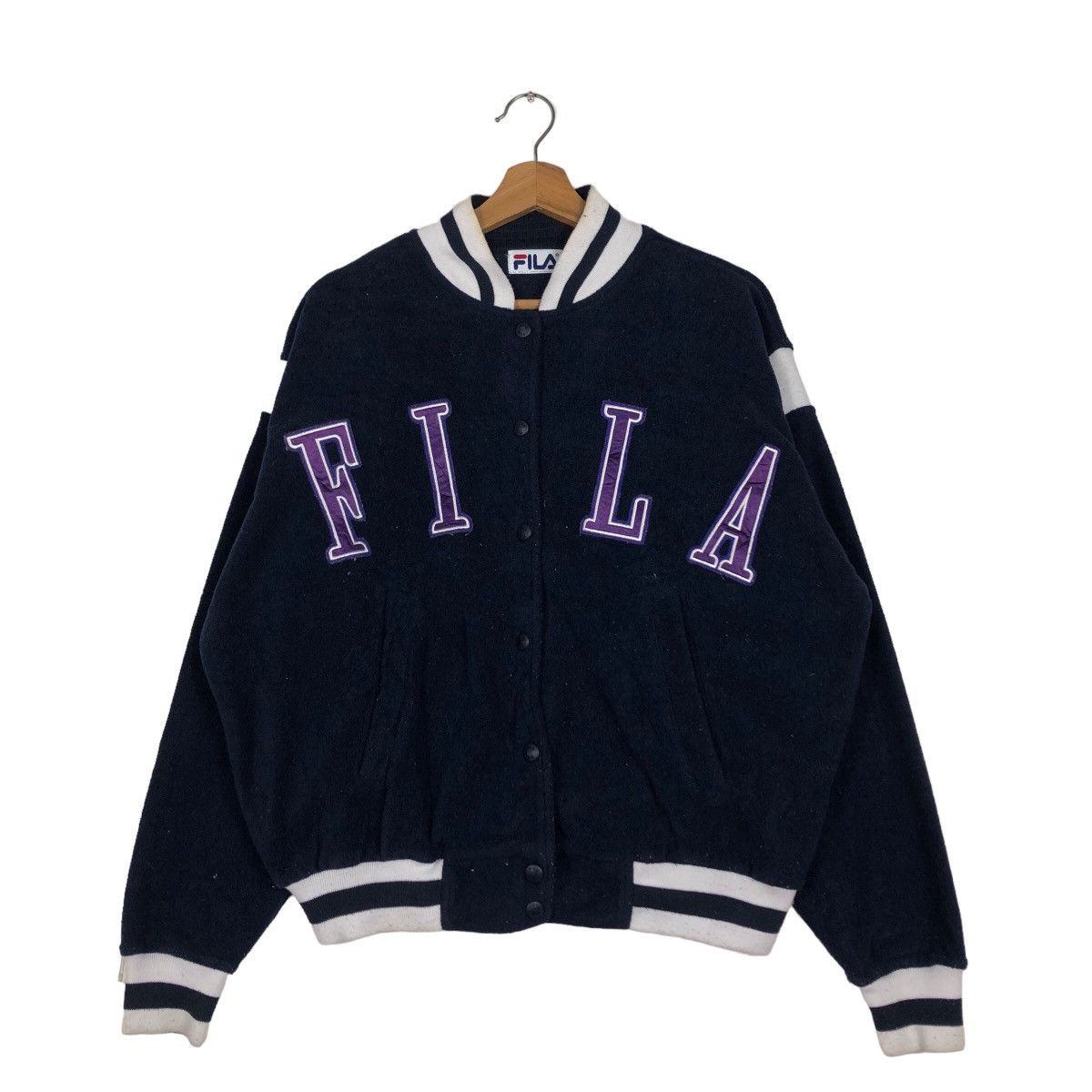 Japanese Brand 🔥Vintage Bomber Jacket Fila Big Logo Spell Out Design Size US S / EU 44-46 / 1 - 1 Thumbnail