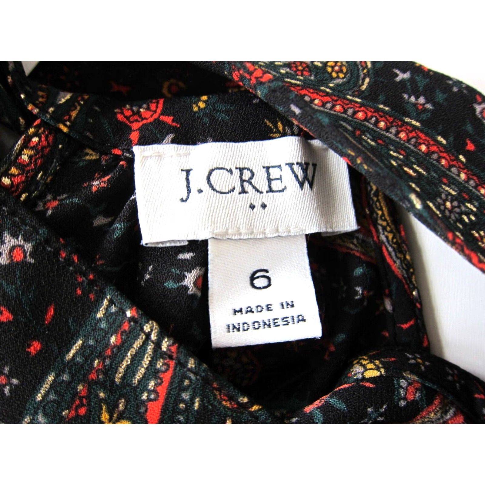 J.Crew J.Crew Black Green Orange Gold Paisley Floral Mock Neck Sleeveless Blouse 6 Size M / US 6-8 / IT 42-44 - 4 Thumbnail