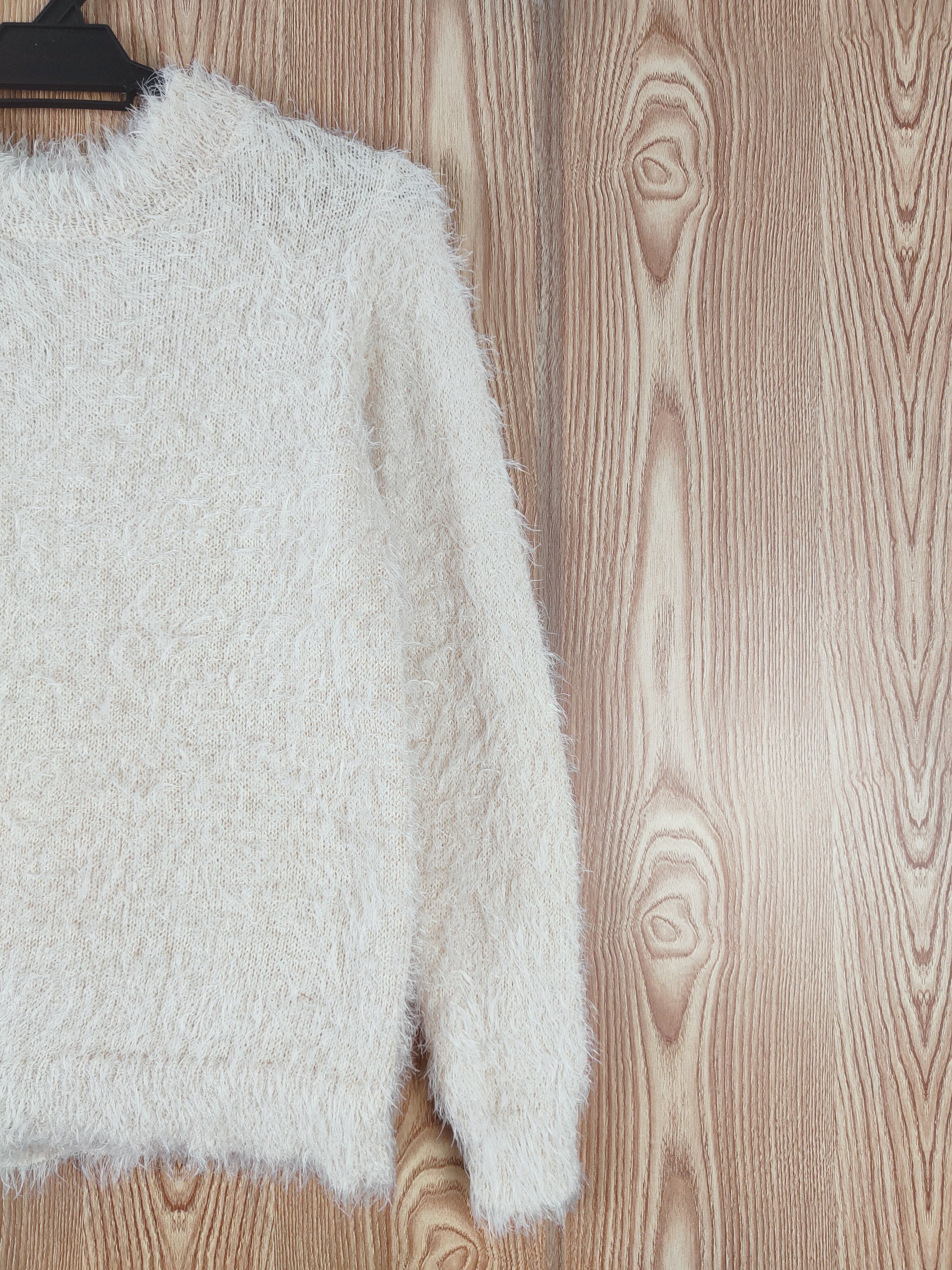 Japanese Brand E Hypen World Gallery Beige Fur Mohair Sweatshirts #W466 Size S / US 4 / IT 40 - 5 Thumbnail