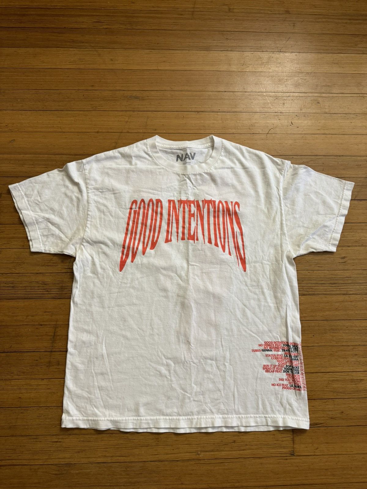 NAV × Vlone VLONE x NAV White and Orange Good Intentions Exclusive Tee Size US XL / EU 56 / 4 - 1 Thumbnail