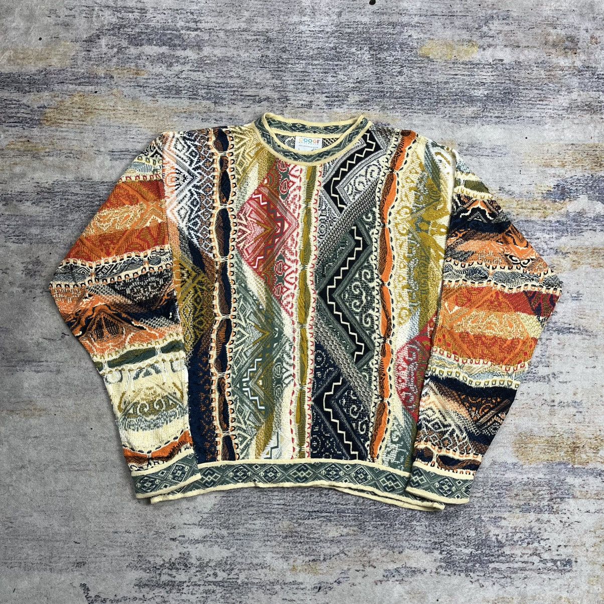 Vintage 90s Coogi multicolor 3d cable knit sweater