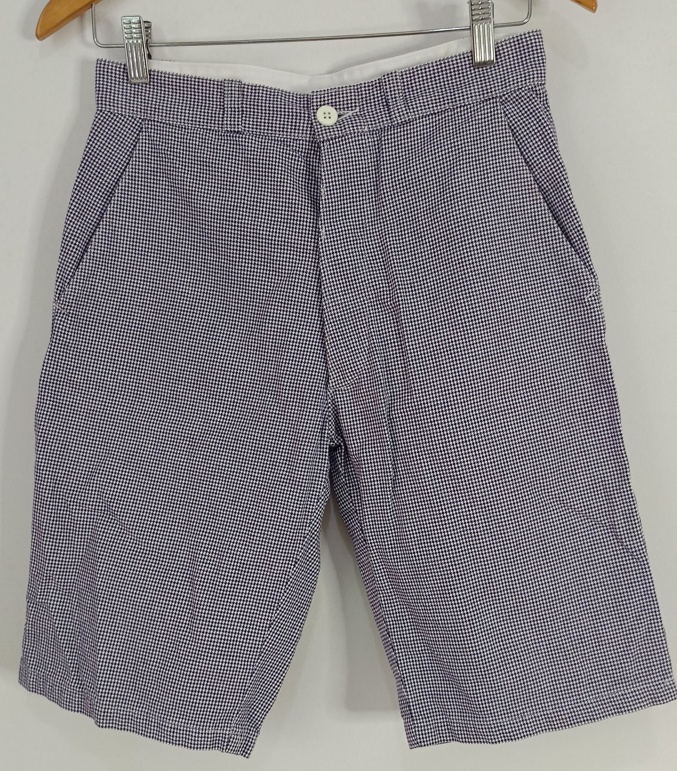 Danton DANTON France blue houndstooth pants shorts slim small Size US 28 / EU 44 - 1 Thumbnail
