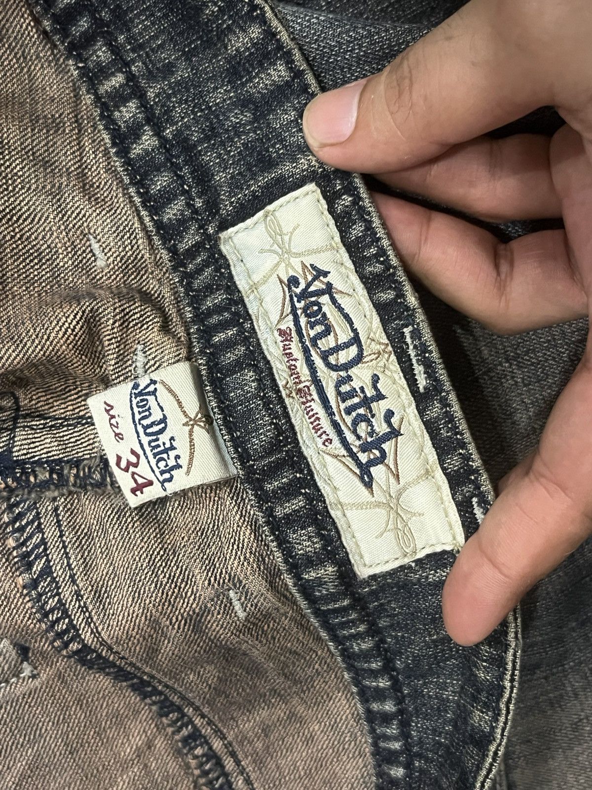 Von Dutch ⚡️Grunge⚡️Vintage Von Dutch Embroidery Patch Black Faded Jeans Size US 34 / EU 50 - 18 Thumbnail