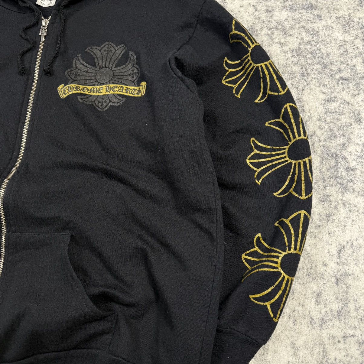 Chrome Hearts Chrome Hearts Vintage Gold Horseshoe Cross Black Zip Hoodie Size US XL / EU 56 / 4 - 3 Thumbnail