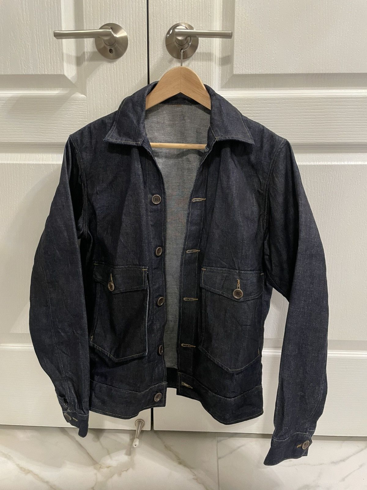 Epaulet Bomber Jacket 14oz Kaihara Indigo Denim Size US M / EU 48-50 / 2 - 1 Thumbnail