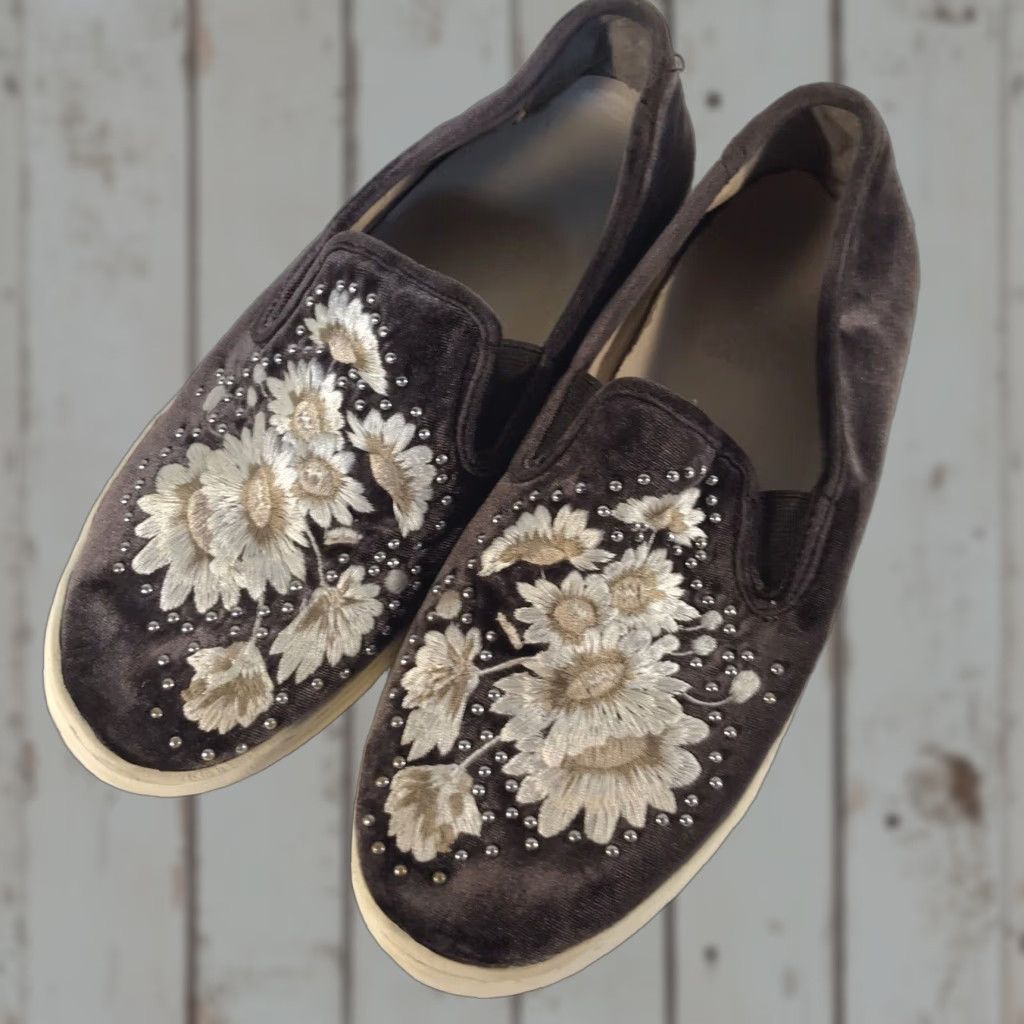 Vince Camuto Vince Camuto Brandia Purple Velvet Slip On Sneakers Womens Size 7.5 Floral Comfort Size US 8 / IT 38 - 1 Thumbnail