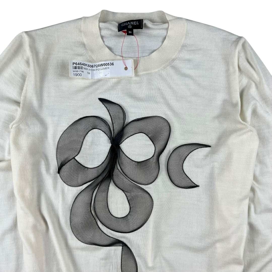 Chanel Chanel Camelia Blooming Knit Wool Jumper Top Size XS / US 0-2 / IT 36-38 - 3 Thumbnail