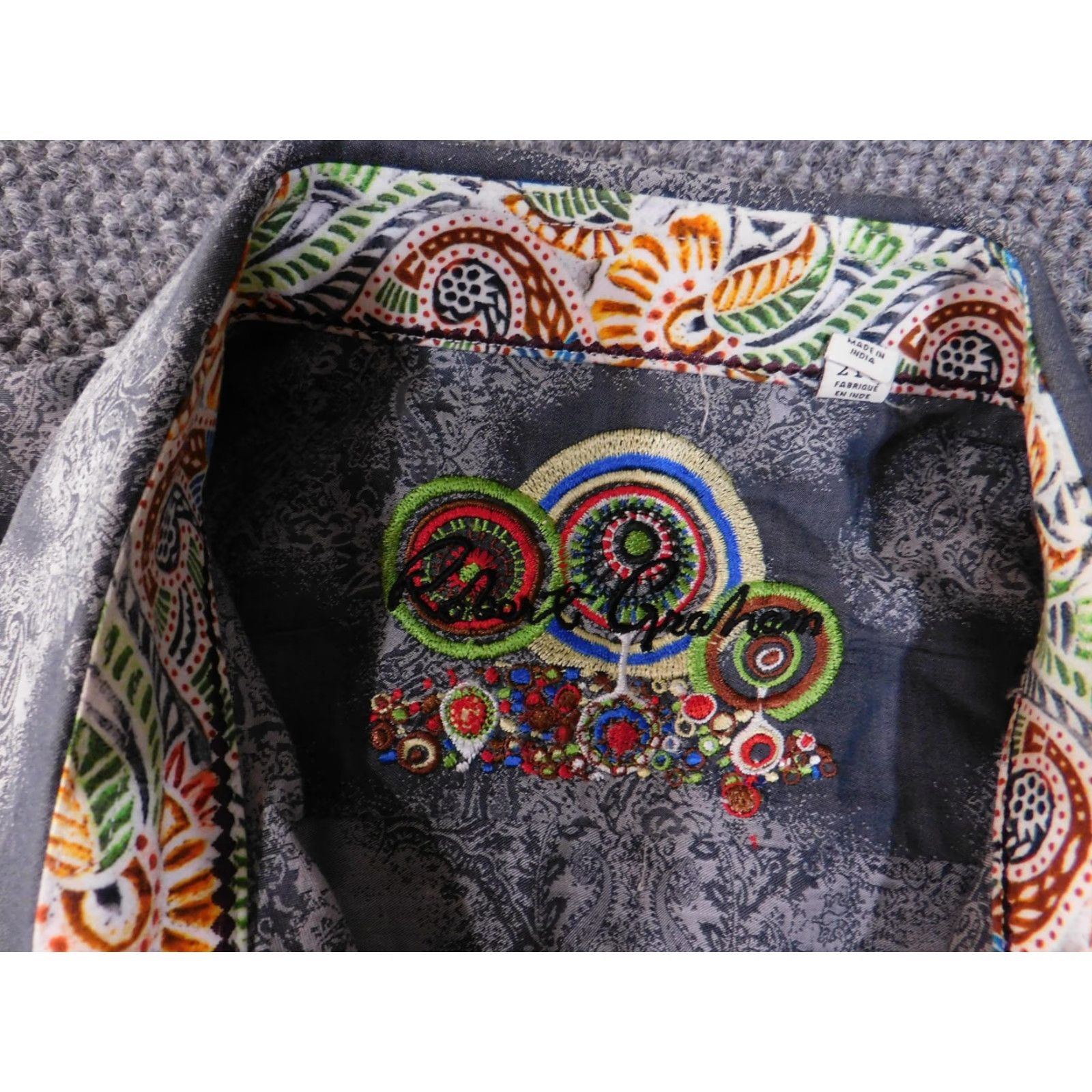 Robert Graham Robert Graham Shirt Mens 2XL Gray Paisley Floral Button Up Long Sleeve Dress Shirt Size 48R - 7 Thumbnail