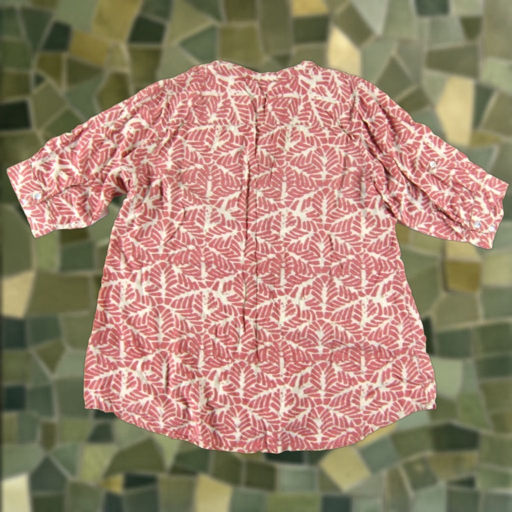 Pinko VINTAGE Utsa Blouse Tunic 100% Rayon Pink Ivory Pocket Short Sleeve XXL Women Size M / US 6-8 / IT 42-44 - 1 Thumbnail