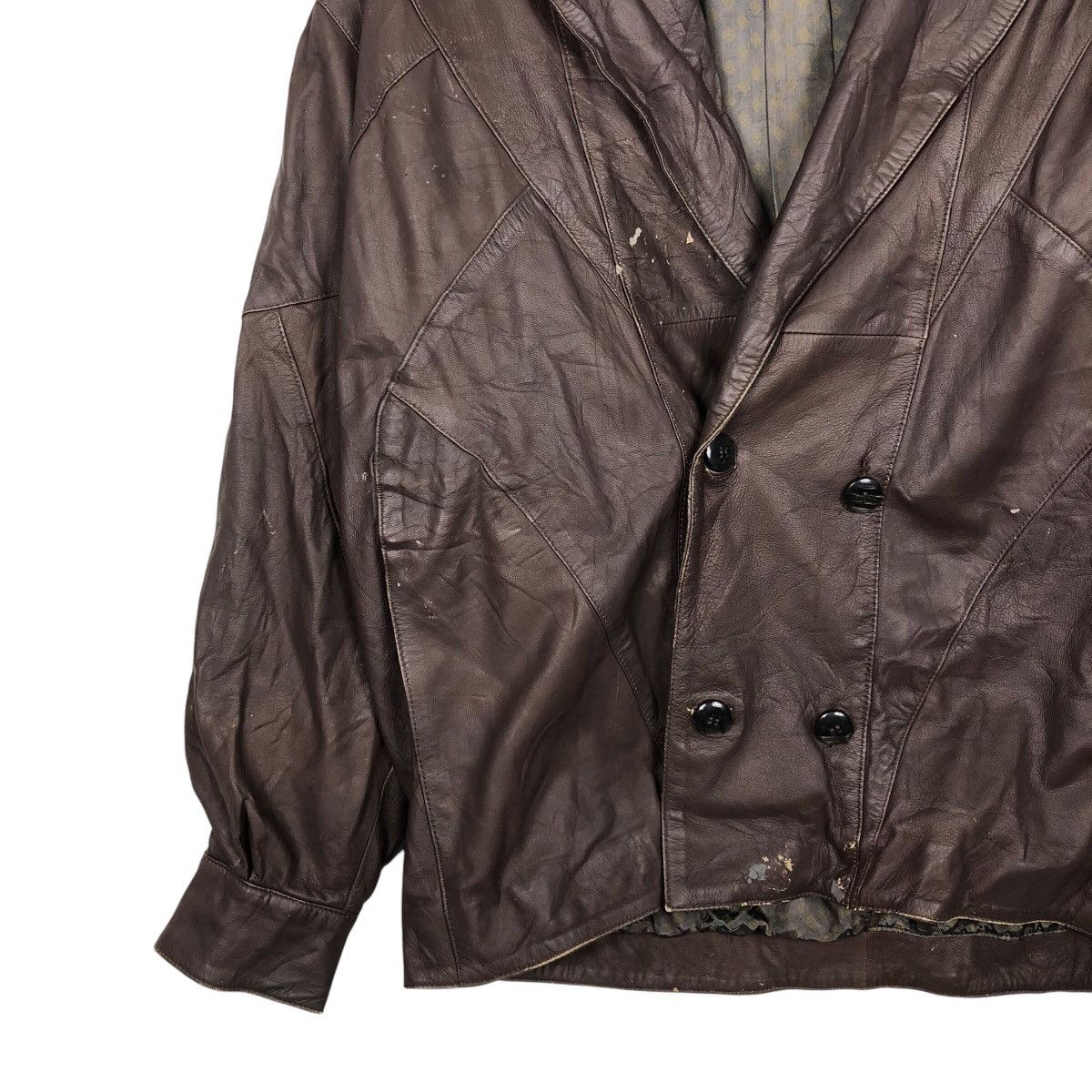 Japanese Brand 📌Vintage Leather Jacket Delta Double Breast Size US M / EU 48-50 / 2 - 6 Thumbnail