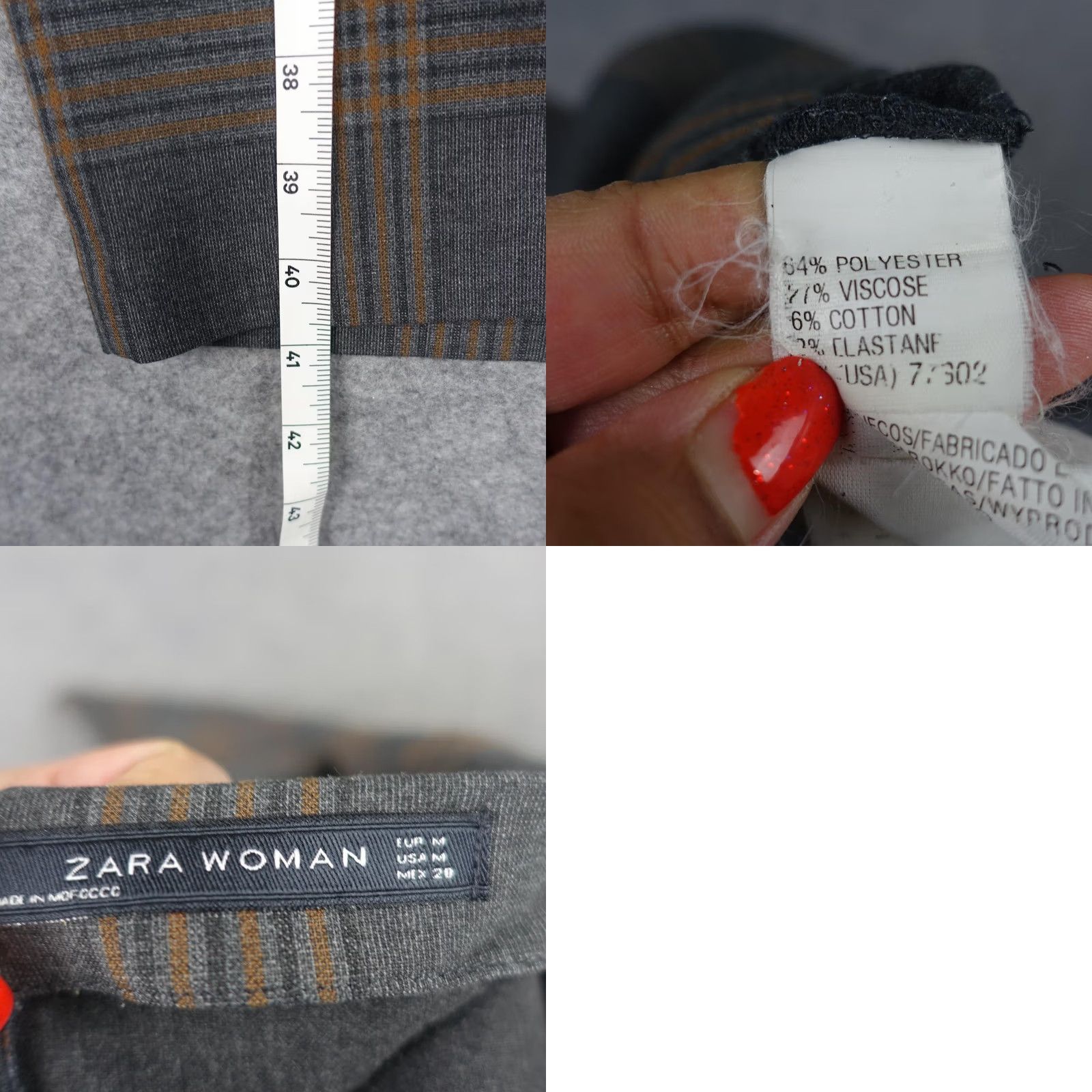 Zara Zara Dress Womens Medium Gray Plaid Long Sleeve Sheath Workwear Knee Length Zipper Round Neck Vintage No Size M / US 6-8 / IT 42-44 - 8 Thumbnail
