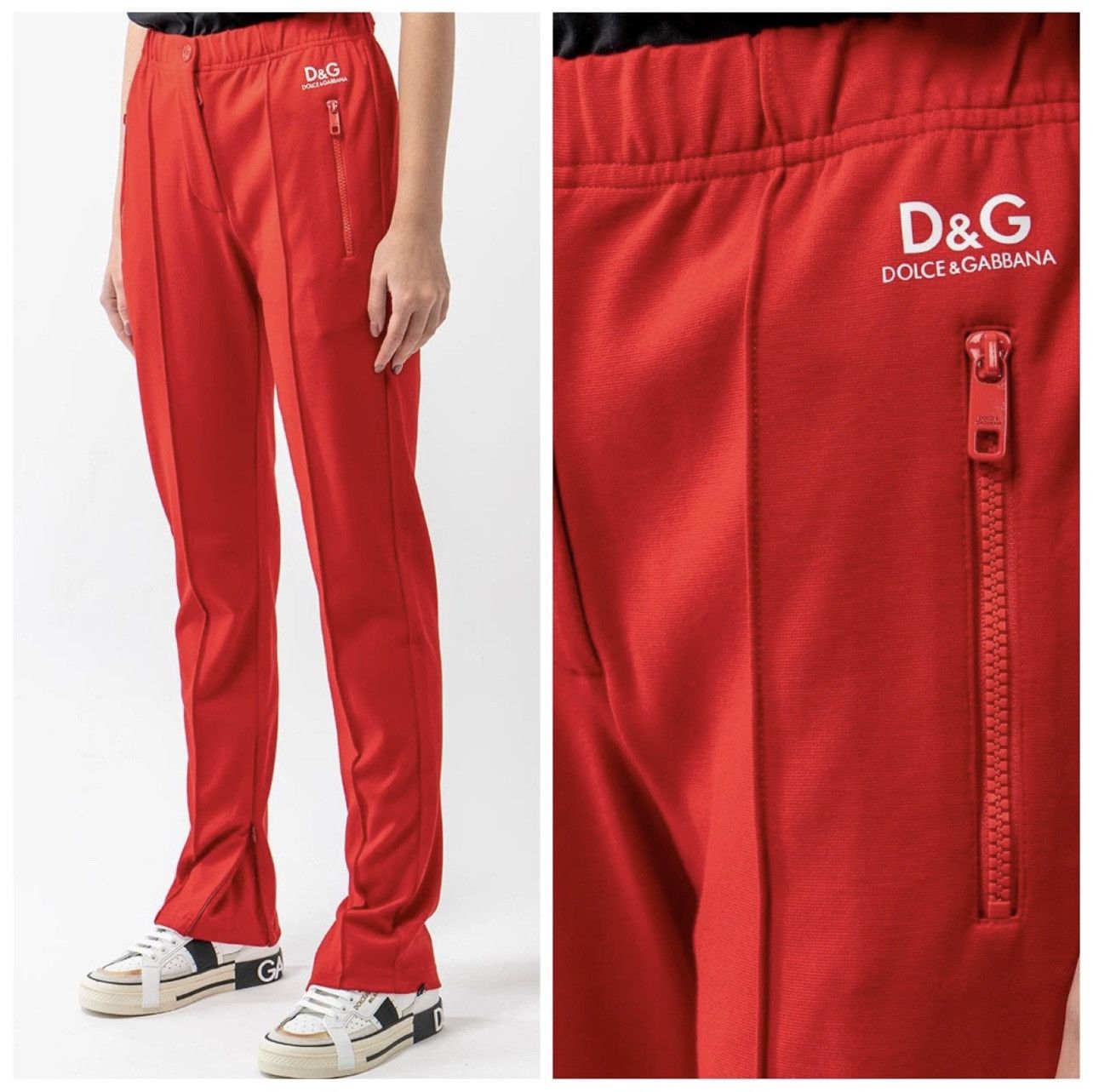 Dolce & Gabbana Dolce&Gabbana Red D&G Logo Track Pants Size 28" / US 6 / IT 42 - 2 Thumbnail