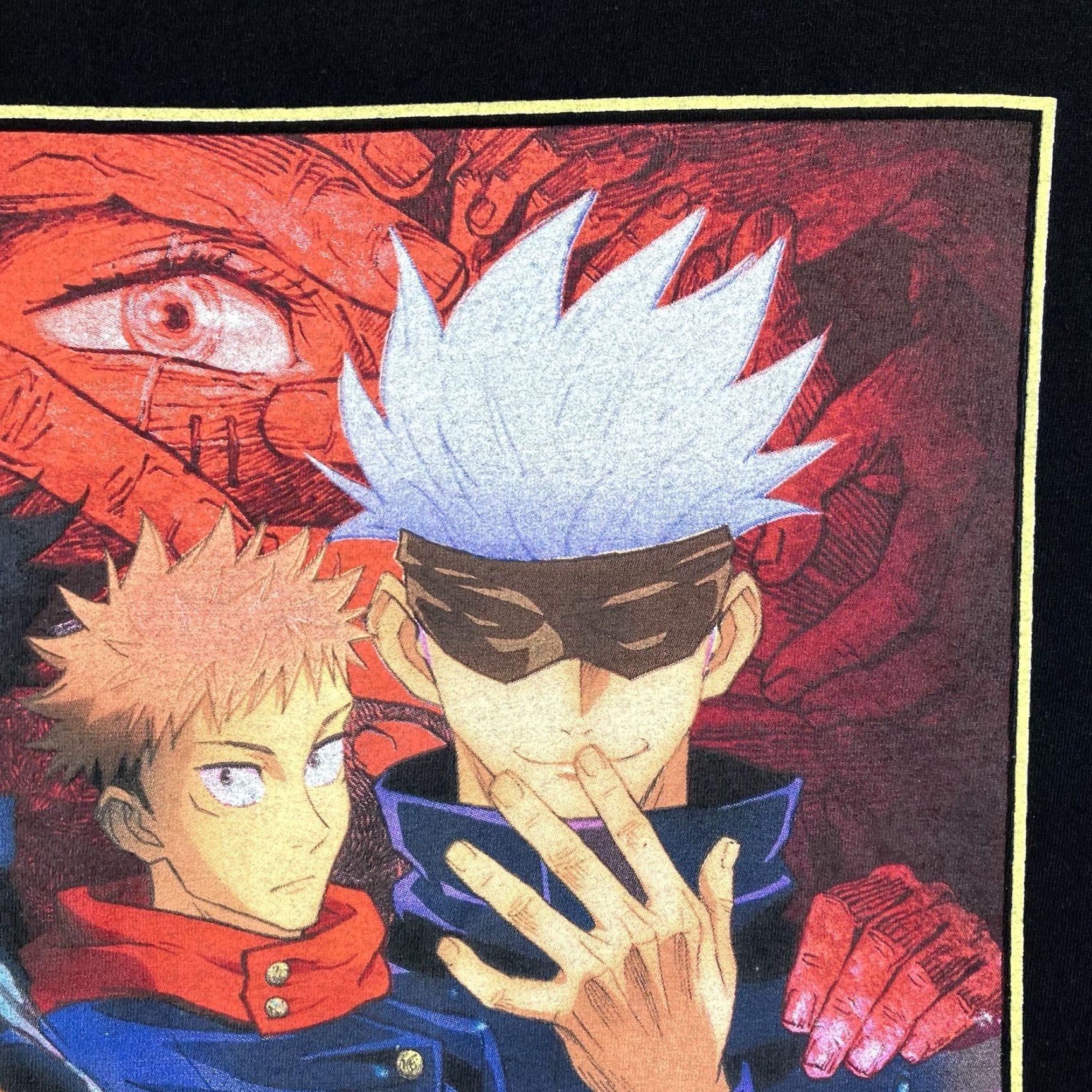 Vintage Jujutsu Kaisen Anime Black T-Shirt Mens 3XL All Cotton Front Graphic Crew Neck Short Sleeve Mug Crunchyroll Brand? Wait Size US XXL / EU 58 / 5 - 7 Thumbnail