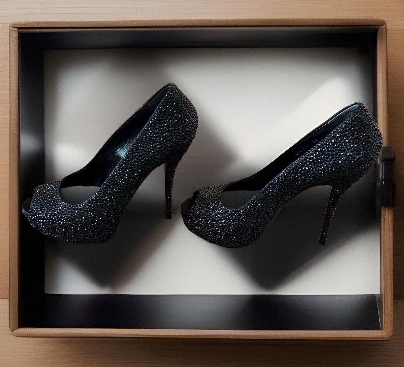 Gucci GUCCI Size 9 Black Crystal ETOILE SOFIA Open Toe Heels Pumps Size US 9 / IT 39 - 6 Thumbnail