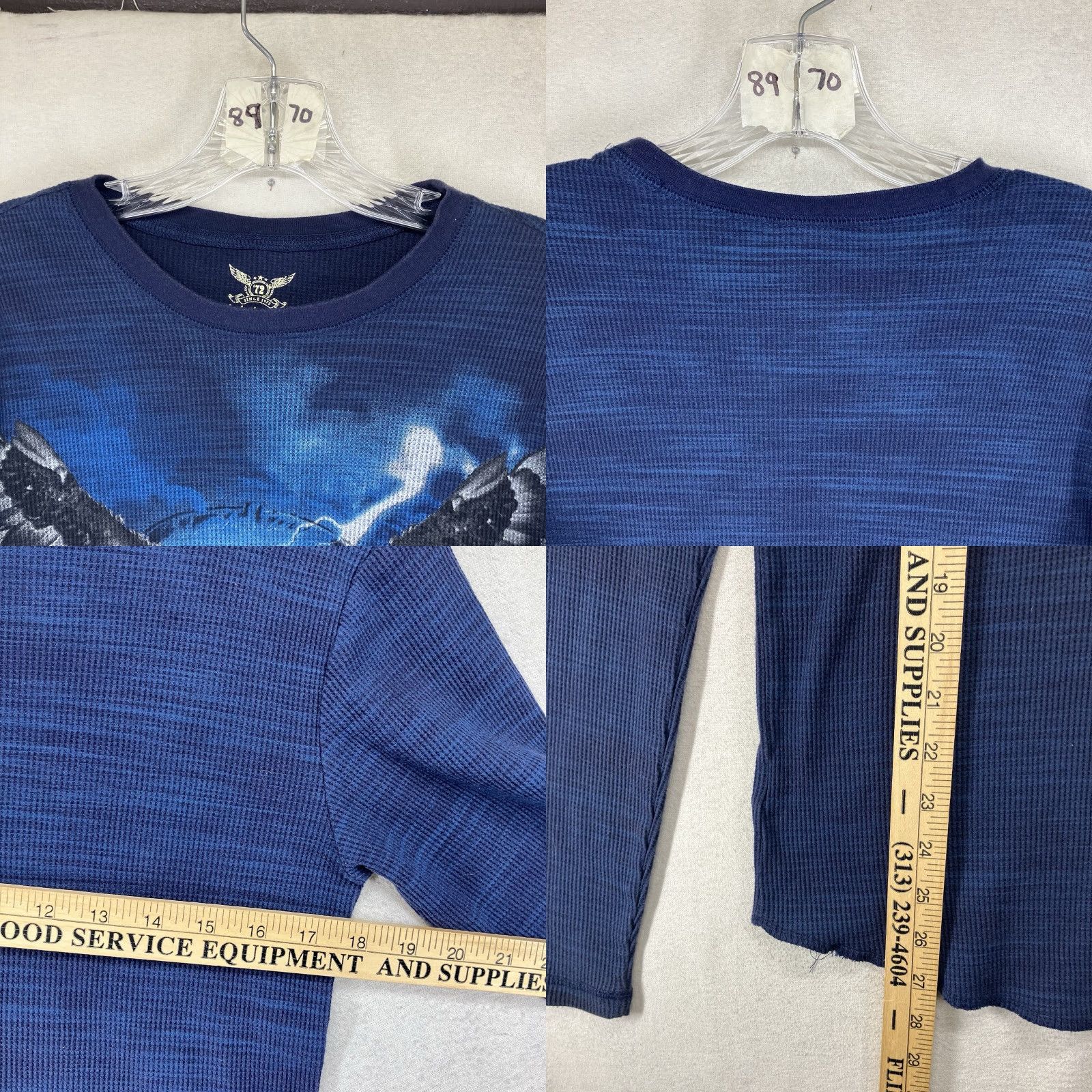 Faded Glory 90s Retro Faded Glory Thunder Bald Eagle Lightning Graphic Thermal Shirt Mens Medium Blue Size US M / EU 48-50 / 2 - 8 Thumbnail