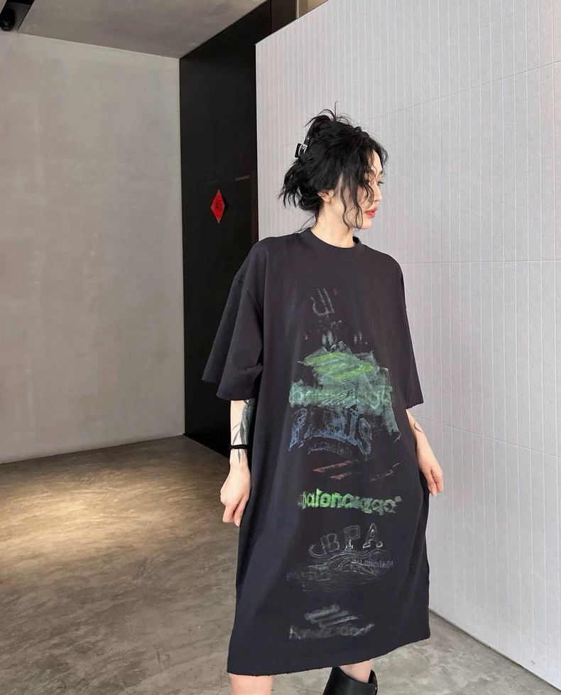 Balenciaga Balenciaga Black graffiti dress Size L / US 10 / IT 46 - 5 Thumbnail