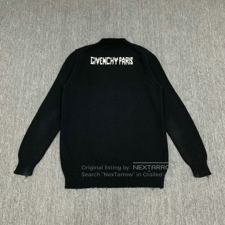 Givenchy Givenchy Black Destroyed Big Logo Knit Sweater (XL Size) Size US XL / EU 56 / 4 - 2 Thumbnail