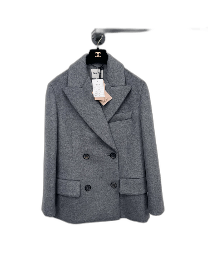 Miumiu Gray DoubleBreasted Coat with Tags -2505