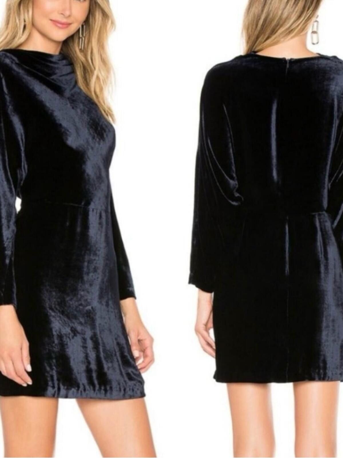 Alchemist A.L.C. Black/Blue Velvet Dress Size L / US 10 / IT 46 - 2 Thumbnail